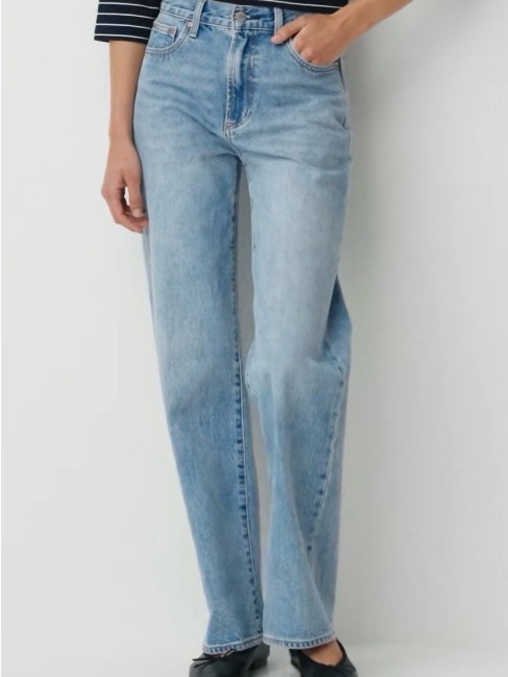Denim Forum Jeans Aritzia Farrah Curve Fit Light Blue High-Rise Wide-Leg Vintage